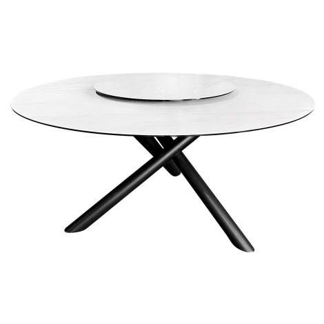 Estila Dizajnový okrúhly jedálenský stôl Siam s bielou mramorovou vrchnou doskou s otočným tanie