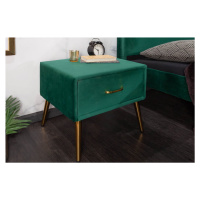 LuxD Štýlový nočný stolík Lena smaragdovozelený zamat