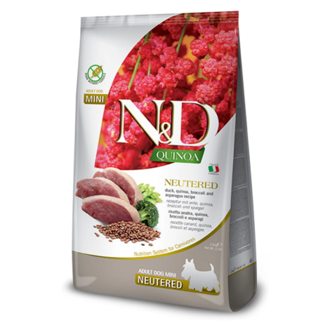 N&D Quinoa Neutered Duck & Broccoli & Asparagus Mini pre malé plemená psov 2,5 kg