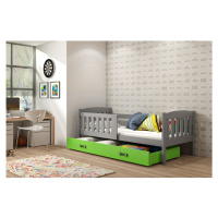BMS Detská posteľ KUBUŠ 1 s úložným priestorom FARBA: Grafit 90 x 200 cm, DOPLNKOVÁ FARBA: Zelen