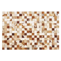 Kožený patchworkový koberec 160 × 230 cm hnedo-biely CAMILI, 225634