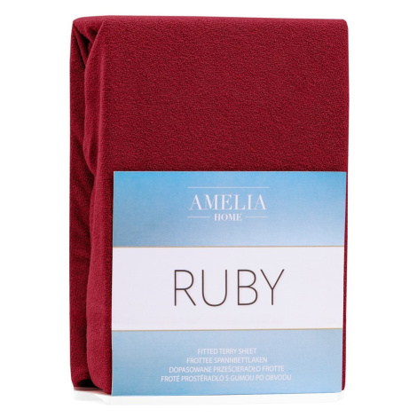 Froté plachta s gumou AmeliaHome Ruby tmavočervené