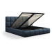 Tmavomodrá čalúnená dvojlôžková posteľ s úložným priestorom s roštom 160x200 cm Bellis – Micadon