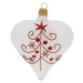 Súprava 3 bielych sklenených vianočných ozdôb v tvare srdca Ego Decor