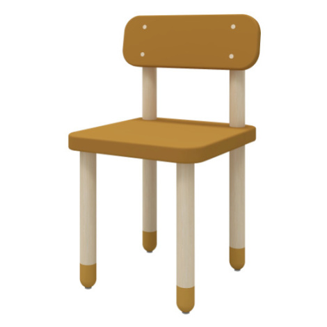 Drevená stolička s operadlom pre deti horčicová Flexa Dots