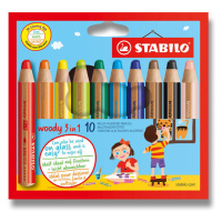 Farbičky Stabilo Woody 3 in 1 - 10 barev