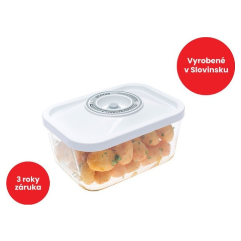 STATUS 181051 Sklenená vákuová dóza 1,5 l biela