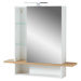 Biela závesná kúpeľňová skrinka so zrkadlom v dekore duba 90x91 cm Novolino - Germania