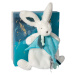 Plyšový zajačik na maznanie Happy Pop Doudou et Compagnie modrý v darčekovom balení 25 cm od 0 m