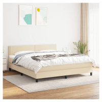 vidaXL Posteľný rám boxspring s matracom krémový 160x200 cm látka