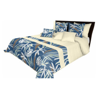 domtextilu.sk Elegantné modré prehozy na posteľ s krásnym vzorom listov Šírka: 170 cm | Dĺžka: 2