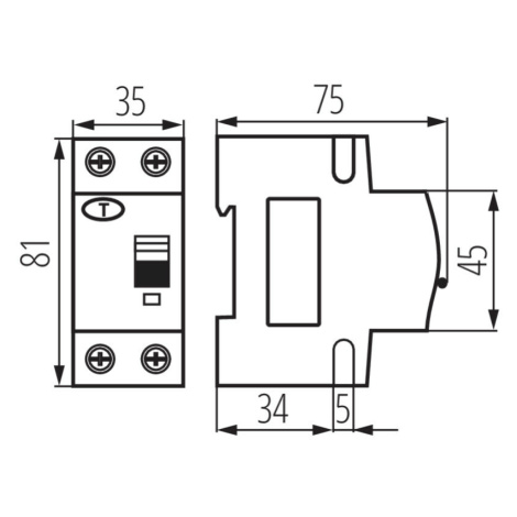 Prúdový chránič s ističom 2-pólový C/10A 6kA Typ:AC 30mA Rada:KRO6 (Kanlux)