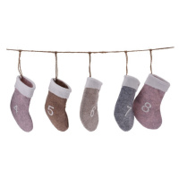 Adventný kalendár girlanda Vianočné ponožky, 220 cm, ružová