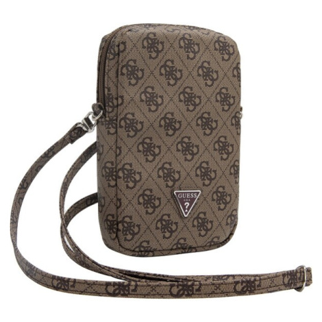 Guess PU 4G Triangle Logo Wallet Phone Bag Zipper Brown