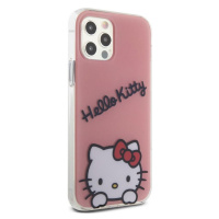 Plastové puzdro Hello Kitty na Apple iPhone 12/12 Pro HKHCP12MHKDSP IML Daydreaming Logo ružové