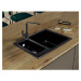 Sink Quality Ferrum, kuchynský granitový drez 605x495x210 mm + zlatý sifón, čierna, SKQ-FER.C.5K