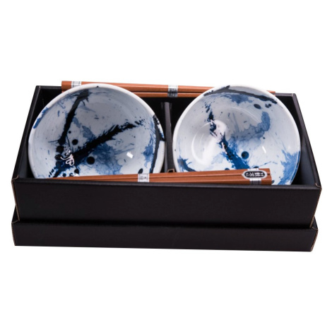 Made In Japan Súprava misiek Blue & White s paličkami 350 ml 2 ks