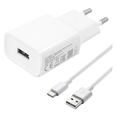 Sieťový nabíjací adaptér, 10 W, zásuvka USB, s káblom USB typu C, Xiaomi, biely, továrenské