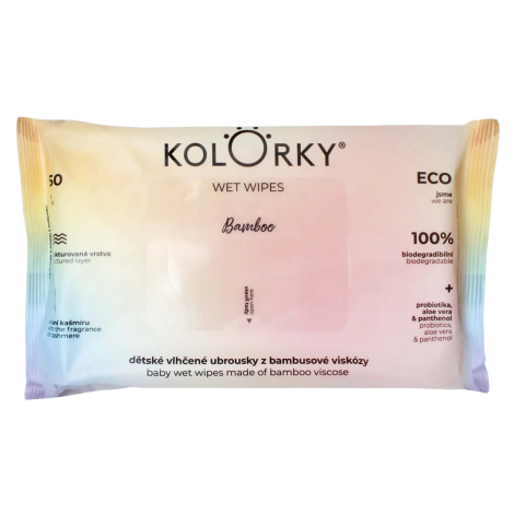 KOLORKY Wet Wipes Bamboo 100% biodegradibilné detské vlhčené obrúsky z bambusovej viskózy 60 ks