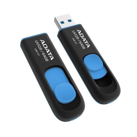 ADATA Flash 64GB UV128, USB 3.1 Dash Drive (R:90/W:40 MB/s) čierna/modrá