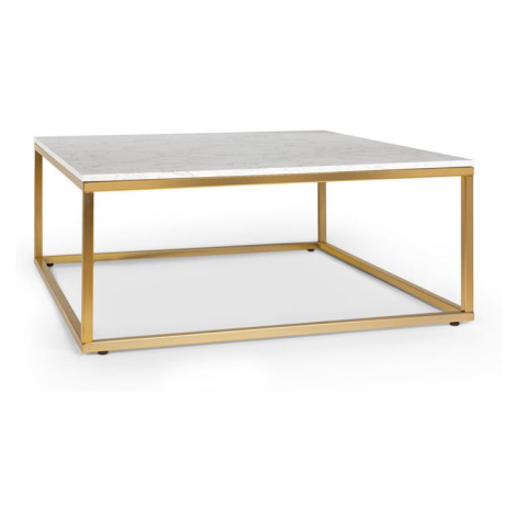 Besoa White Pearl II, konferenčný stolík, 81,5x35x81,5cm (ŠxVxH), mramorový vzhľad, zlatý/biely