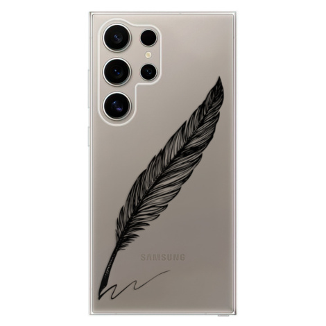 Odolné silikónové puzdro iSaprio - Writing By Feather - black - Samsung Galaxy S24 Ultra