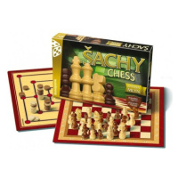 Bonaparte Spoločenské hry Šachy, dáma, mlyn, drevené figúrky a kamene, 35 x 23 x 4 cm
