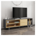 Sivý/prírodný TV stolík v dekore duba 160x49 cm Rosmar - Kalune Design