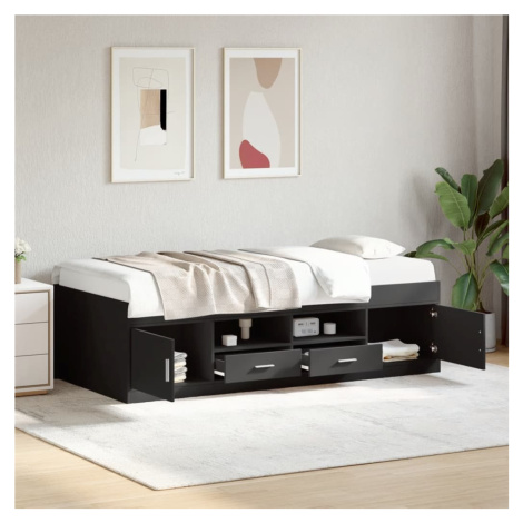 vidaXL Váľanda so zásuvkami bez matraca čierna 90x200 cm