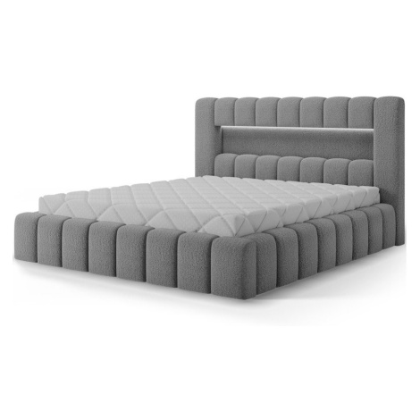 Sivá čalúnená dvojlôžková posteľ s úložným priestorom s roštom 180x200 cm Lamica – ELTAP