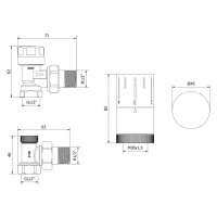 Mexen G05, uhlová termostatická súprava, biela, W901-958-20