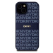 DKNY PU Leather Repeat Pattern Tonal Stripe Zadný Kryt pre iPhone 15 Blue