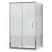 MEXEN/S - Apia sprchovací kút posuvný 100x100, sklo transparent/pruhy, chróm + vanička 840-100-1