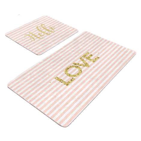 Ružové zamatové kúpeľňové predložky v súprave 2 ks 60x100 cm Love – Mila Home