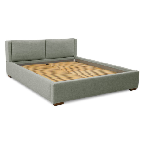 Sivá čalúnená dvojlôžková posteľ s úložným priestorom a roštom 160x200 cm Dreamer – Scandic