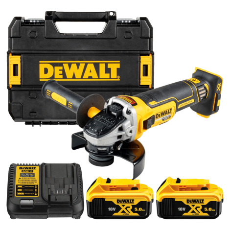 DEWALT 18V XR 125 mm aku uhlová brúska s posuvným spínačom, 2x 5,0 Ah DCG405P2-QW