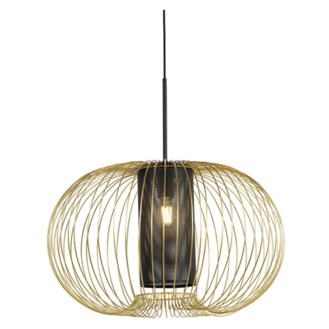 Dizajnová závesná lampa zlatá s čiernou 60 cm - Marnie QAZQA