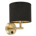 Klasická nástenná lampa zlatá s čiernym velúrovým tienidlom - Combi