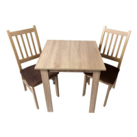 Jedálenský set Timmy - 2x stolička, 1x stôl (dub sonoma, hnedá)