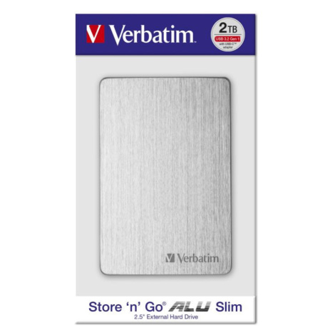 HDD 2.5&quot; 2TB USB 3.2/USB-C Gen 1 ALU Slim stříbrný, externí disk Store ‘n’ Go Verbatim