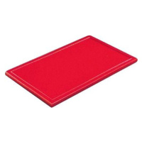 Gastro Doštička na krájanie plastová 32,5 × 26,5 × 2 cm GN 1/2, s drážkou, červená