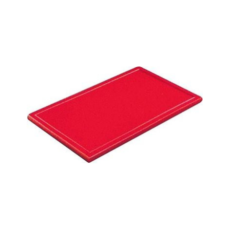 Gastro Doštička na krájanie plastová 32,5 × 26,5 × 2 cm GN 1/2, s drážkou, červená