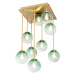 Stropná lampa v štýle Art Deco zlatá so zeleným sklom 9 svetiel - Atény