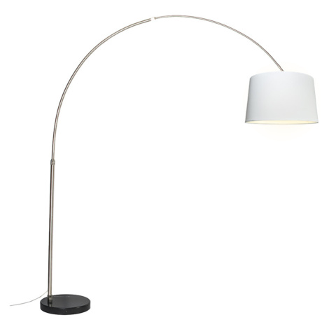 Oblúková lampa oceľová látková tienidlo biela 45 cm - XXL