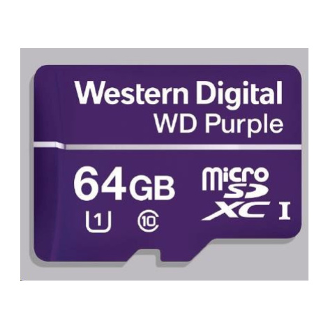 WD MicroSDXC karta 64GB Purple WDD064G1P0C Class 10, 16 TBW Western Digital