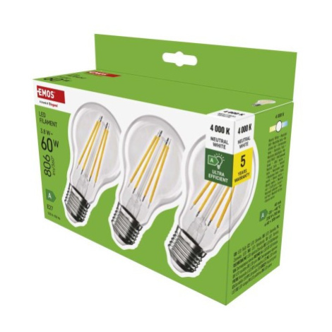 EMOS LED žiarovka Filament A60 / E27 / 3,8 W (60 W) /806 lm