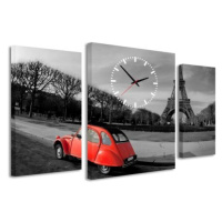 3-dielný obraz s hodinami, Paris 2, 95x60cm