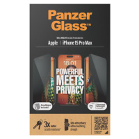 PanzerGlass - Tvrdené sklo UWF Privacy s aplikátorom pre Apple iPhone 15 Pro Max, čierna