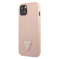 Plastové puzdro Guess na Apple iPhone 14 Pro Max GUHCP14XPSATLP HC Saffiano PU Triangle ružové