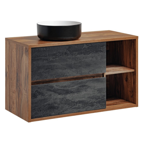 Závěsná skříňka Hampton Conrete Simple s deskou a umyvadlem 100 cm tmavý beton/dub hunton Comad